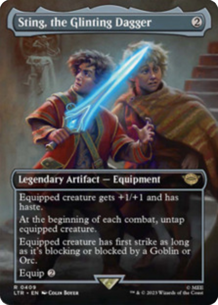 Sting, the Glinting Dagger (Borderless Alternate Art) [The Lord of the Rings: Tales of Middle-Earth] MTG Single Magic: The Gathering | Red Claw Gaming