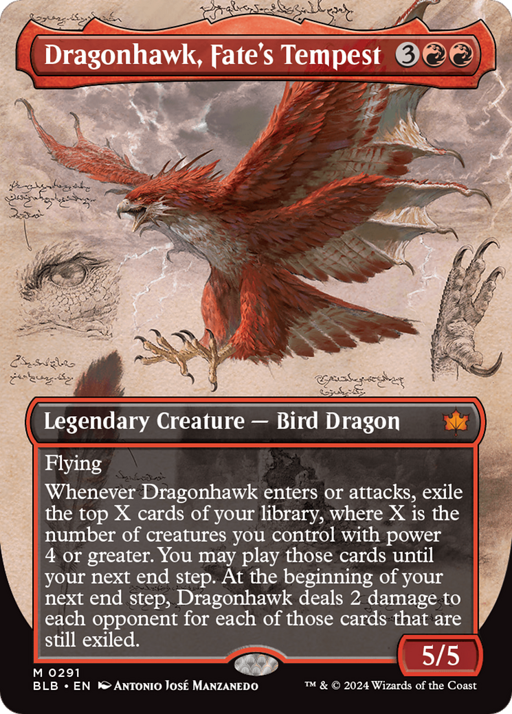 Dragonhawk, Fate's Tempest (Borderless) [Bloomburrow] MTG Single Magic: The Gathering    | Red Claw Gaming