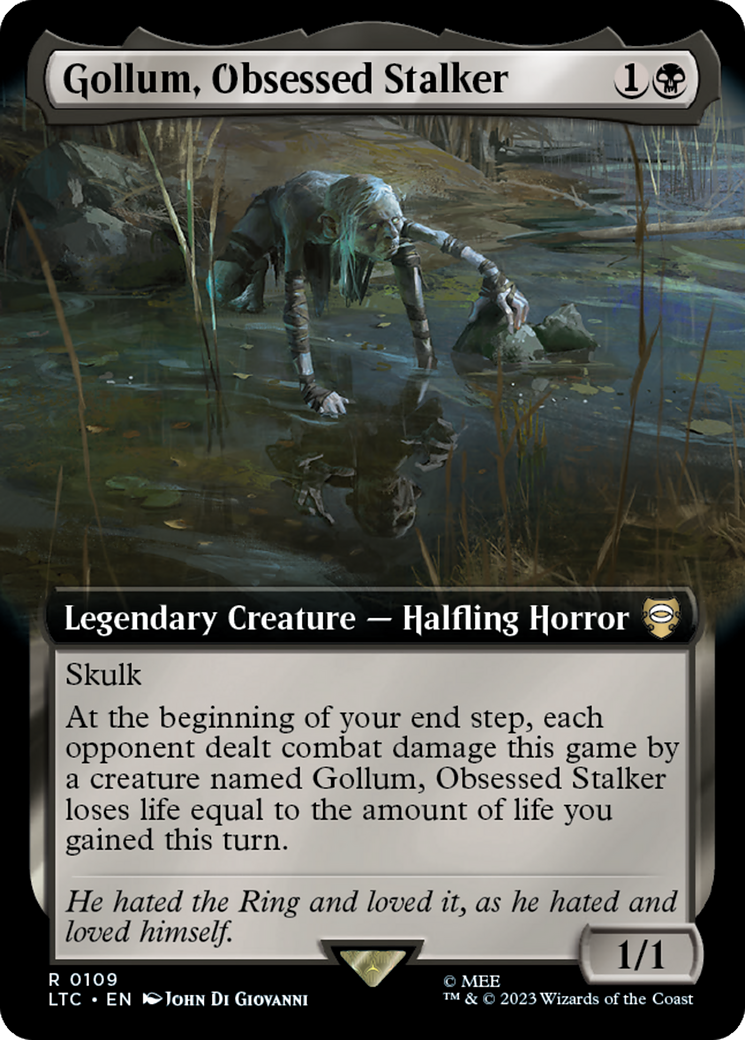 Gollum, Obsessed Stalker (Extended Art) [The Lord of the Rings: Tales of Middle-Earth Commander] MTG Single Magic: The Gathering | Red Claw Gaming