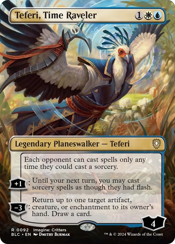 Teferi, Time Raveler (Borderless) [Bloomburrow Commander] MTG Single Magic: The Gathering    | Red Claw Gaming