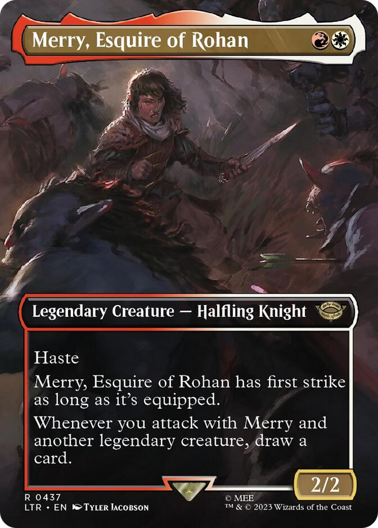 Merry, Esquire of Rohan (Borderless Alternate Art) [The Lord of the Rings: Tales of Middle-Earth] MTG Single Magic: The Gathering | Red Claw Gaming