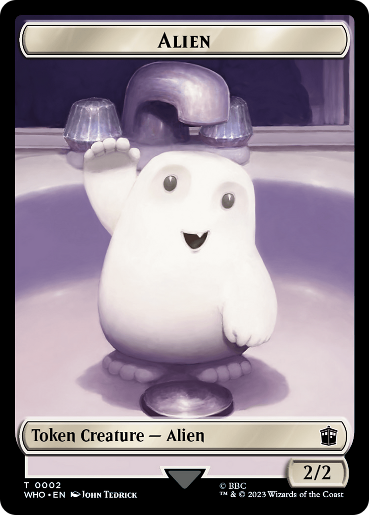 Alien // Dinosaur Double-Sided Token [Doctor Who Tokens] MTG Single Magic: The Gathering | Red Claw Gaming