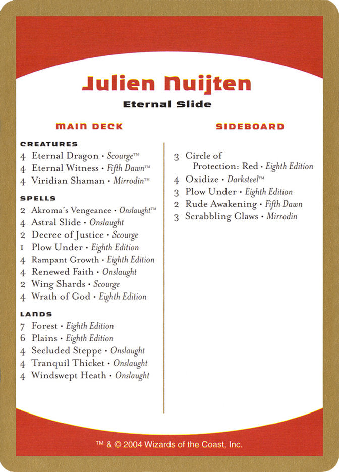 Julien Nuijten Decklist [World Championship Decks 2004] MTG Single Magic: The Gathering    | Red Claw Gaming