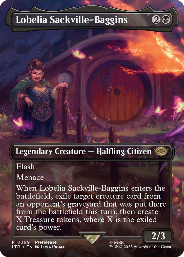 Lobelia Sackville-Baggins (Borderless Alternate Art) [The Lord of the Rings: Tales of Middle-Earth] MTG Single Magic: The Gathering    | Red Claw Gaming