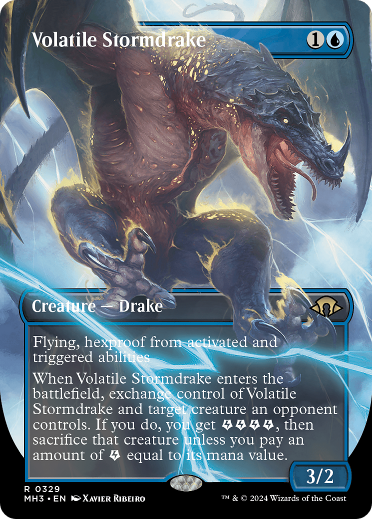 Volatile Stormdrake (Borderless) [Modern Horizons 3] MTG Single Magic: The Gathering    | Red Claw Gaming