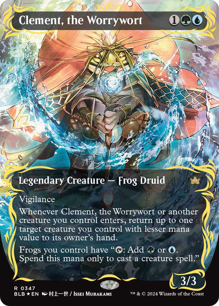 Clement, the Worrywort (Borderless) (Raised Foil) [Bloomburrow] MTG Single Magic: The Gathering    | Red Claw Gaming