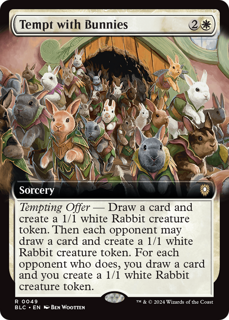 Tempt with Bunnies (Extended Art) [Bloomburrow Commander] MTG Single Magic: The Gathering    | Red Claw Gaming