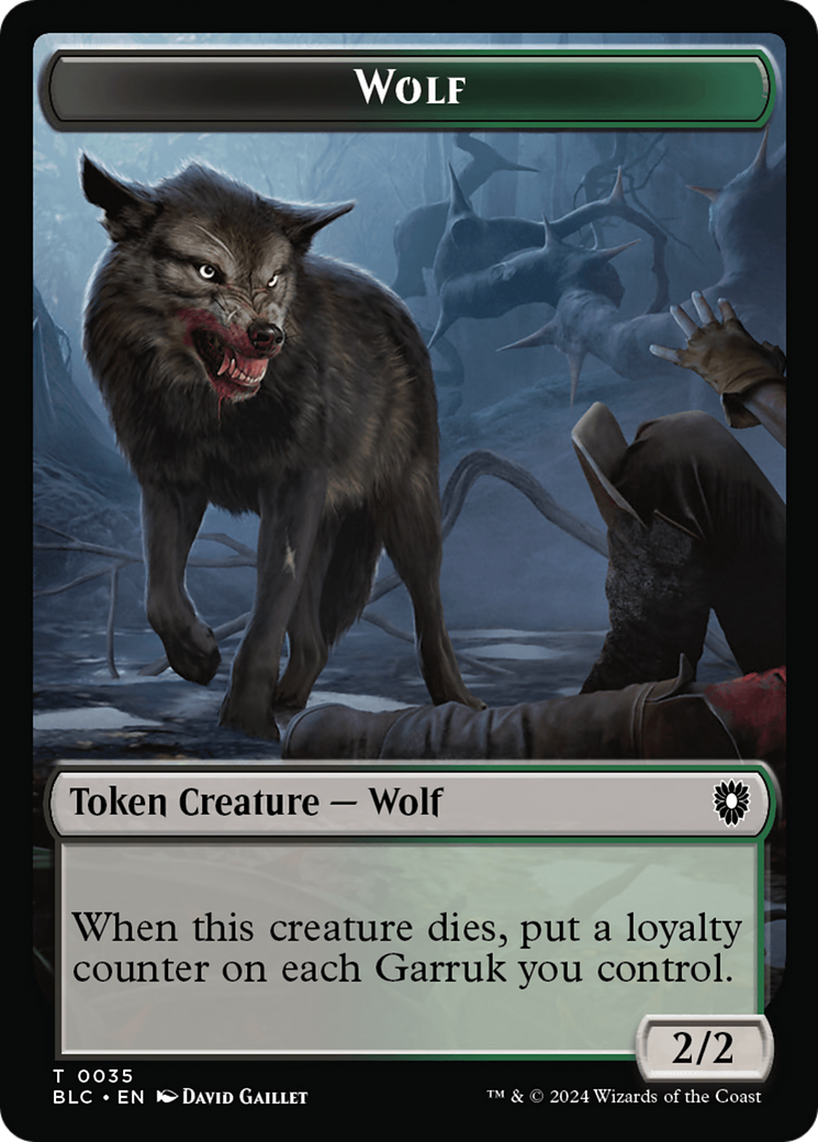 Human Soldier // Wolf (035) Double-Sided Token [Bloomburrow Commander Tokens] MTG Single Magic: The Gathering    | Red Claw Gaming