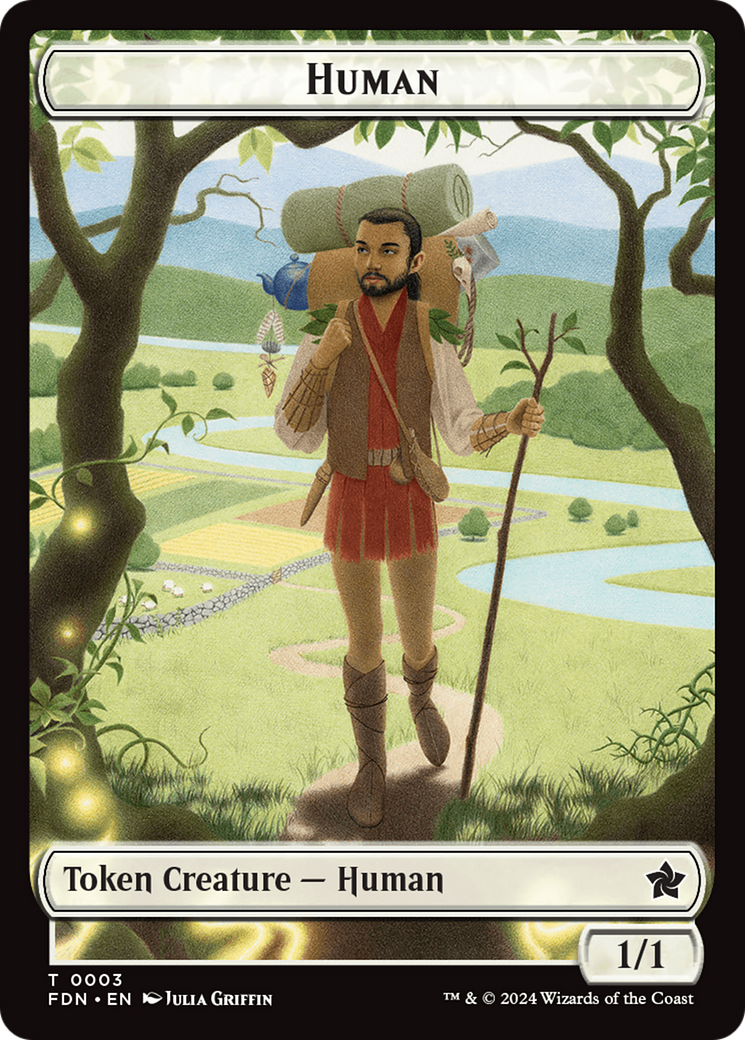 Copy // Human Double-Sided Token [Foundations Tokens] MTG Single Magic: The Gathering | Red Claw Gaming