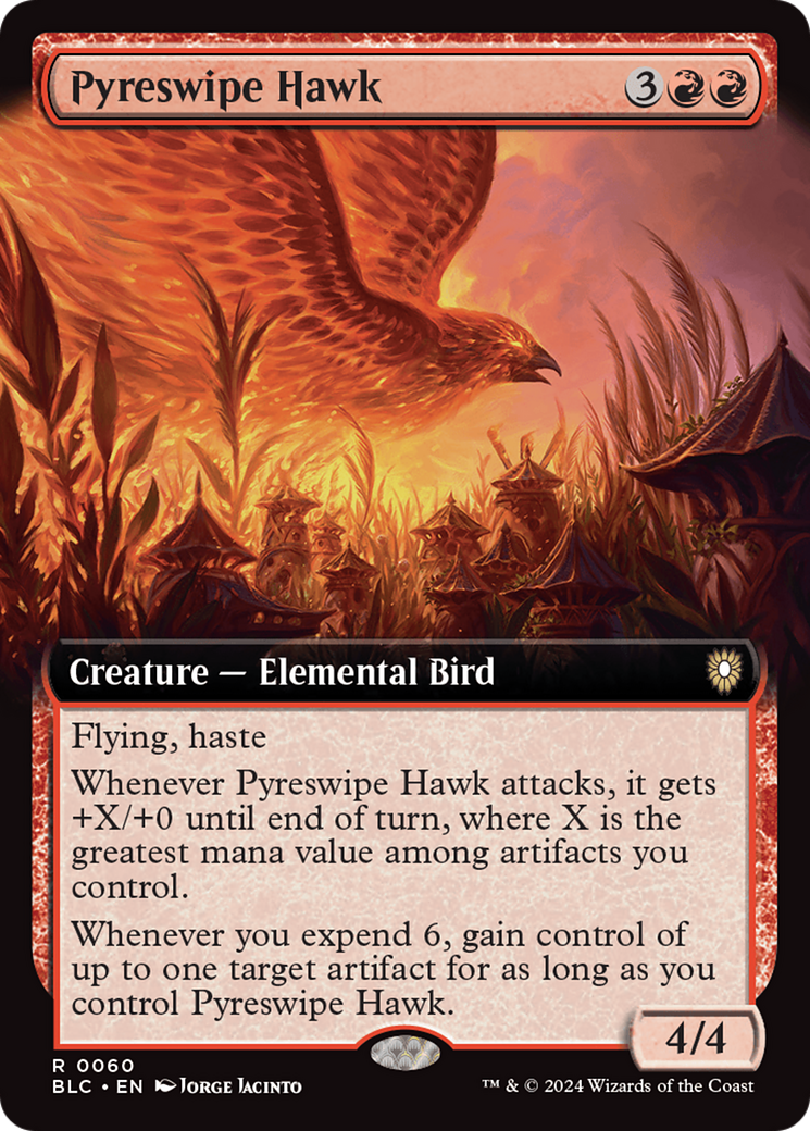 Pyreswipe Hawk (Extended Art) [Bloomburrow Commander] MTG Single Magic: The Gathering    | Red Claw Gaming