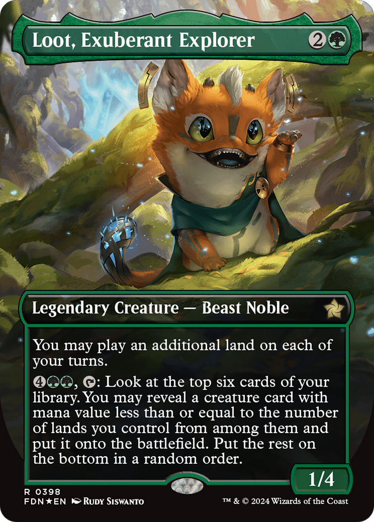 Loot, Exuberant Explorer (Borderless) (Mana Foil) [Foundations] MTG Single Magic: The Gathering | Red Claw Gaming