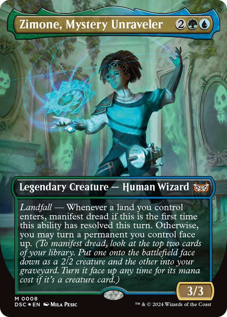 Zimone, Mystery Unraveler (Borderless) [Duskmourn: House of Horror Commander] MTG Single Magic: The Gathering    | Red Claw Gaming