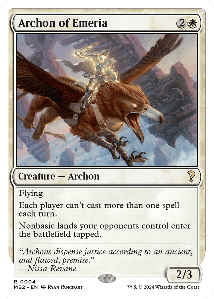 Archon of Emeria (White Border) [Mystery Booster 2] MTG Single Magic: The Gathering    | Red Claw Gaming