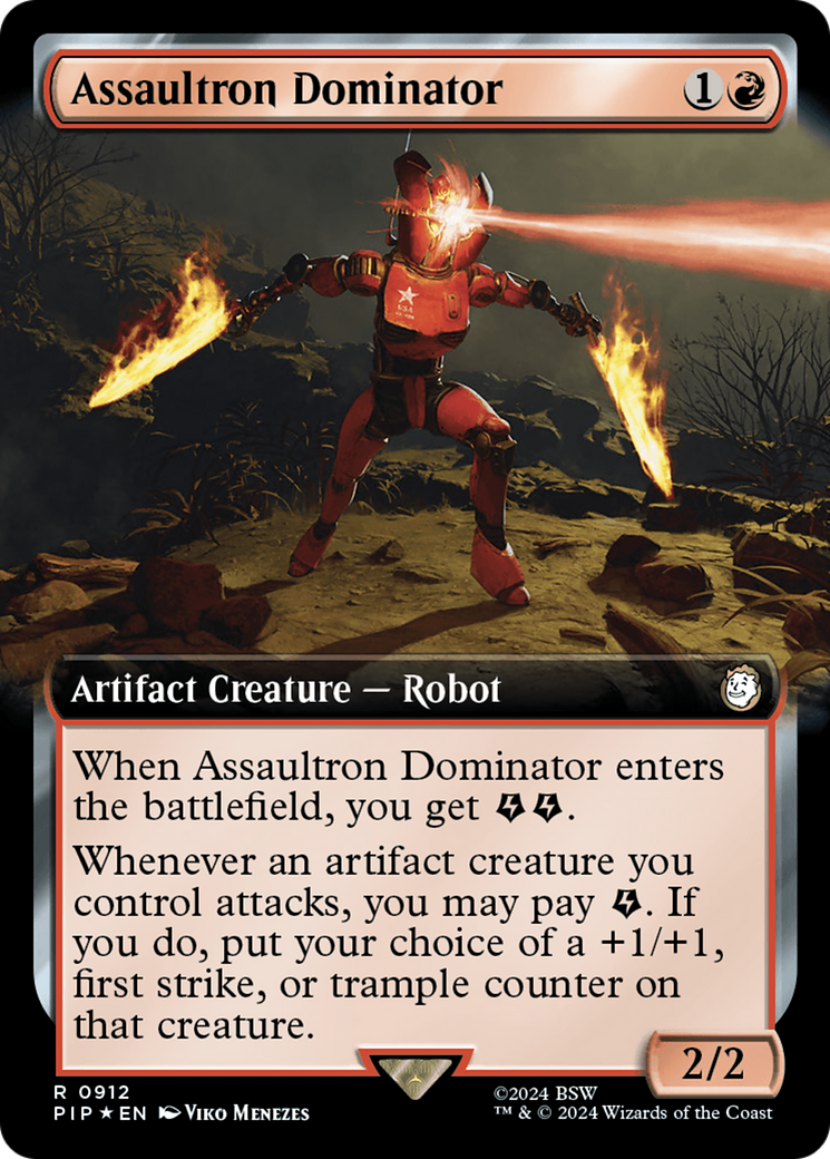 Assaultron Dominator (Extended Art) (Surge Foil) [Fallout] MTG Single Magic: The Gathering    | Red Claw Gaming