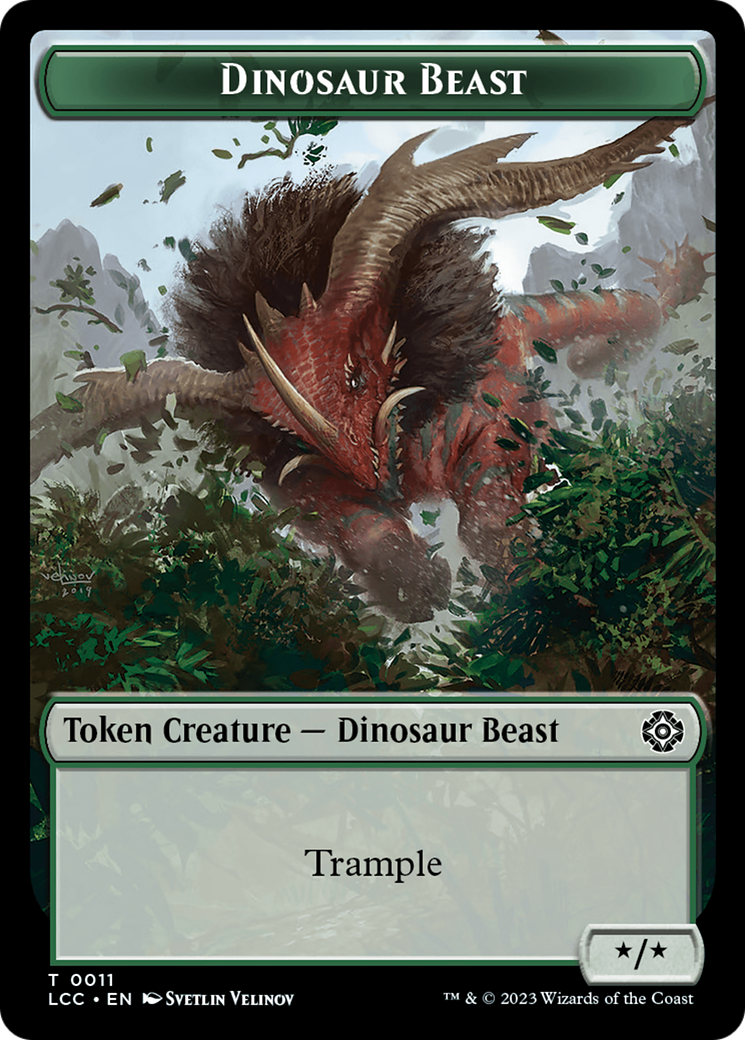 Dinosaur Beast // Dinosaur Double-Sided Token [The Lost Caverns of Ixalan Commander Tokens] MTG Single Magic: The Gathering    | Red Claw Gaming