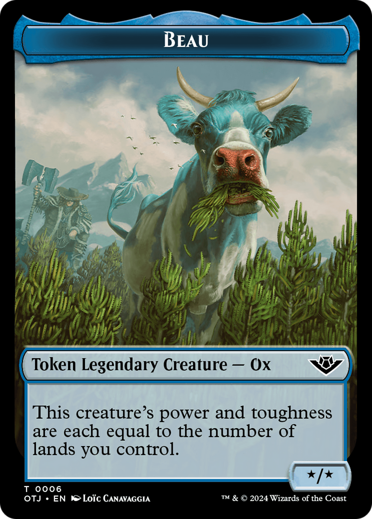 Treasure // Beau Double-Sided Token [Outlaws of Thunder Junction Tokens] MTG Single Magic: The Gathering    | Red Claw Gaming