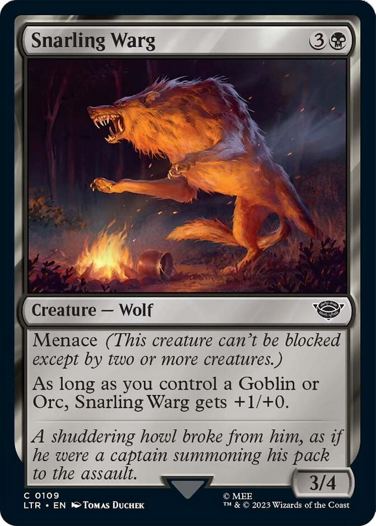 Snarling Warg [The Lord of the Rings: Tales of Middle-Earth] MTG Single Magic: The Gathering | Red Claw Gaming