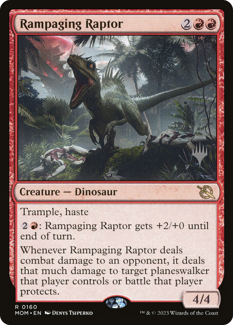 Rampaging Raptor (Promo Pack) [March of the Machine Promos] MTG Single Magic: The Gathering    | Red Claw Gaming