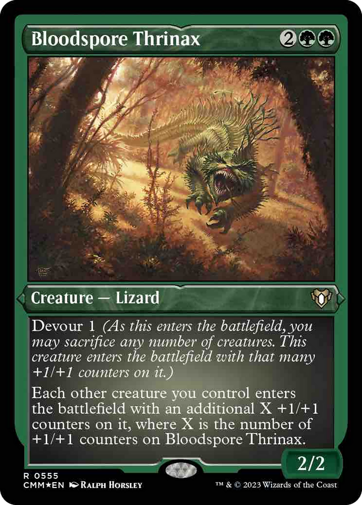 Bloodspore Thrinax (Foil Etched) [Commander Masters] MTG Single Magic: The Gathering    | Red Claw Gaming