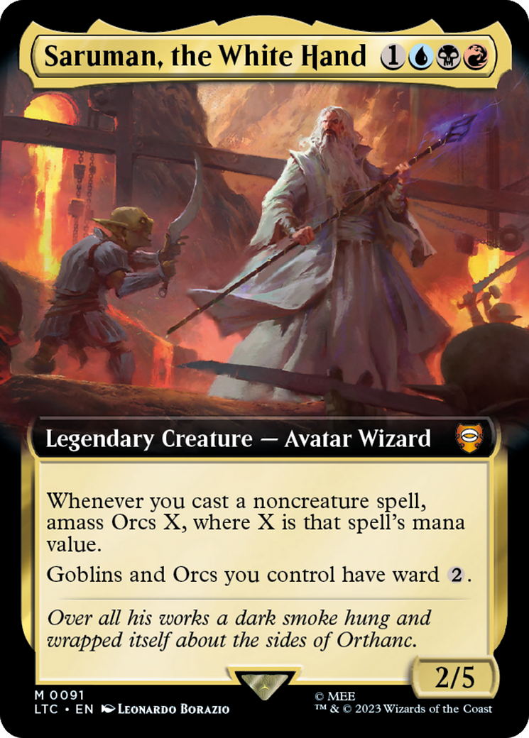 Saruman, the White Hand (Extended Art) [The Lord of the Rings: Tales of Middle-Earth Commander] MTG Single Magic: The Gathering    | Red Claw Gaming
