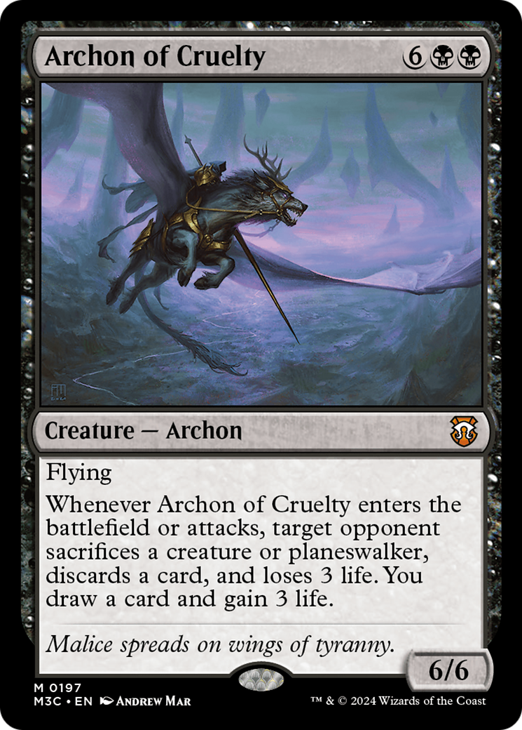 Archon of Cruelty (Ripple Foil) [Modern Horizons 3 Commander] MTG Single Magic: The Gathering    | Red Claw Gaming