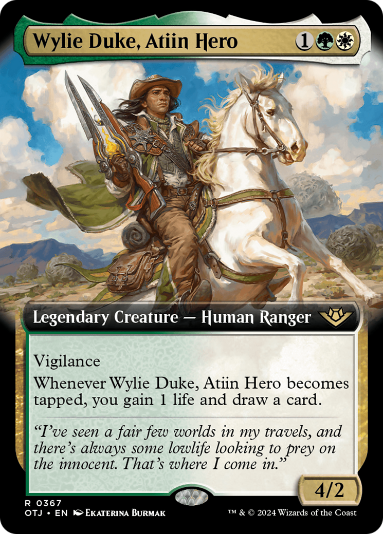 Wylie Duke, Atiin Hero (Extended Art) [Outlaws of Thunder Junction] MTG Single Magic: The Gathering    | Red Claw Gaming