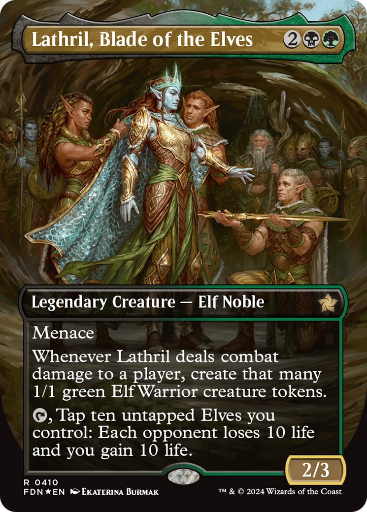 Lathril, Blade of the Elves (Borderless) (Mana Foil) [Foundations] MTG Single Magic: The Gathering    | Red Claw Gaming