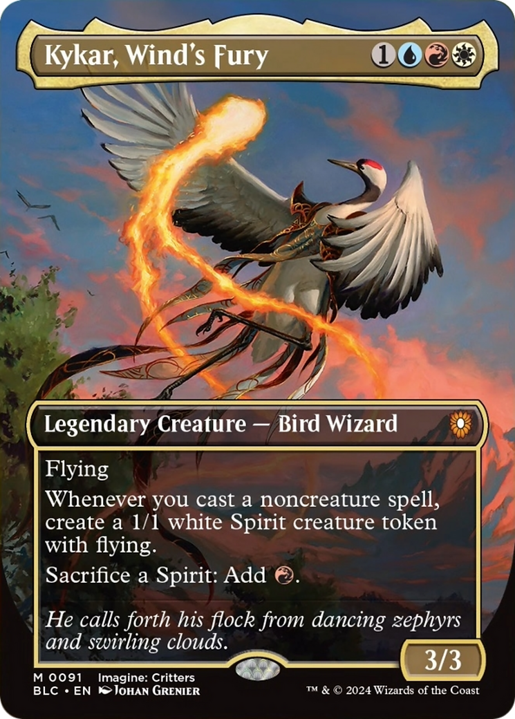 Kykar, Wind's Fury (Borderless) [Bloomburrow Commander] MTG Single Magic: The Gathering    | Red Claw Gaming