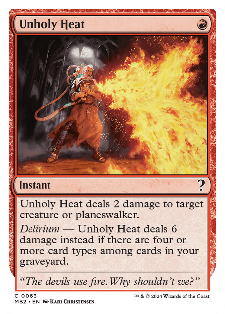 Unholy Heat (White Border) [Mystery Booster 2] MTG Single Magic: The Gathering    | Red Claw Gaming