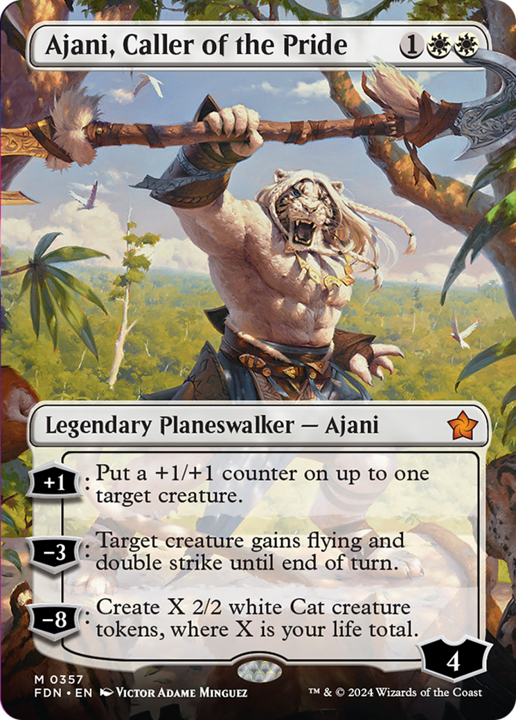 Ajani, Caller of the Pride (Borderless) [Foundations] MTG Single Magic: The Gathering | Red Claw Gaming