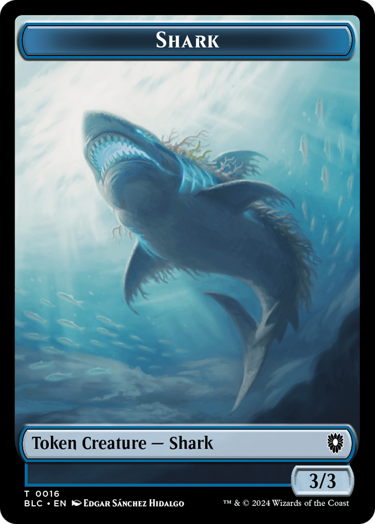 Bird (011) // Shark Double-Sided Token [Bloomburrow Commander Tokens] MTG Single Magic: The Gathering    | Red Claw Gaming