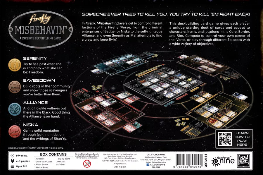 FIREFLY MISBEHAVIN' FACTIONS DECKBUILDING GAME Board Games GaleForce Nine    | Red Claw Gaming