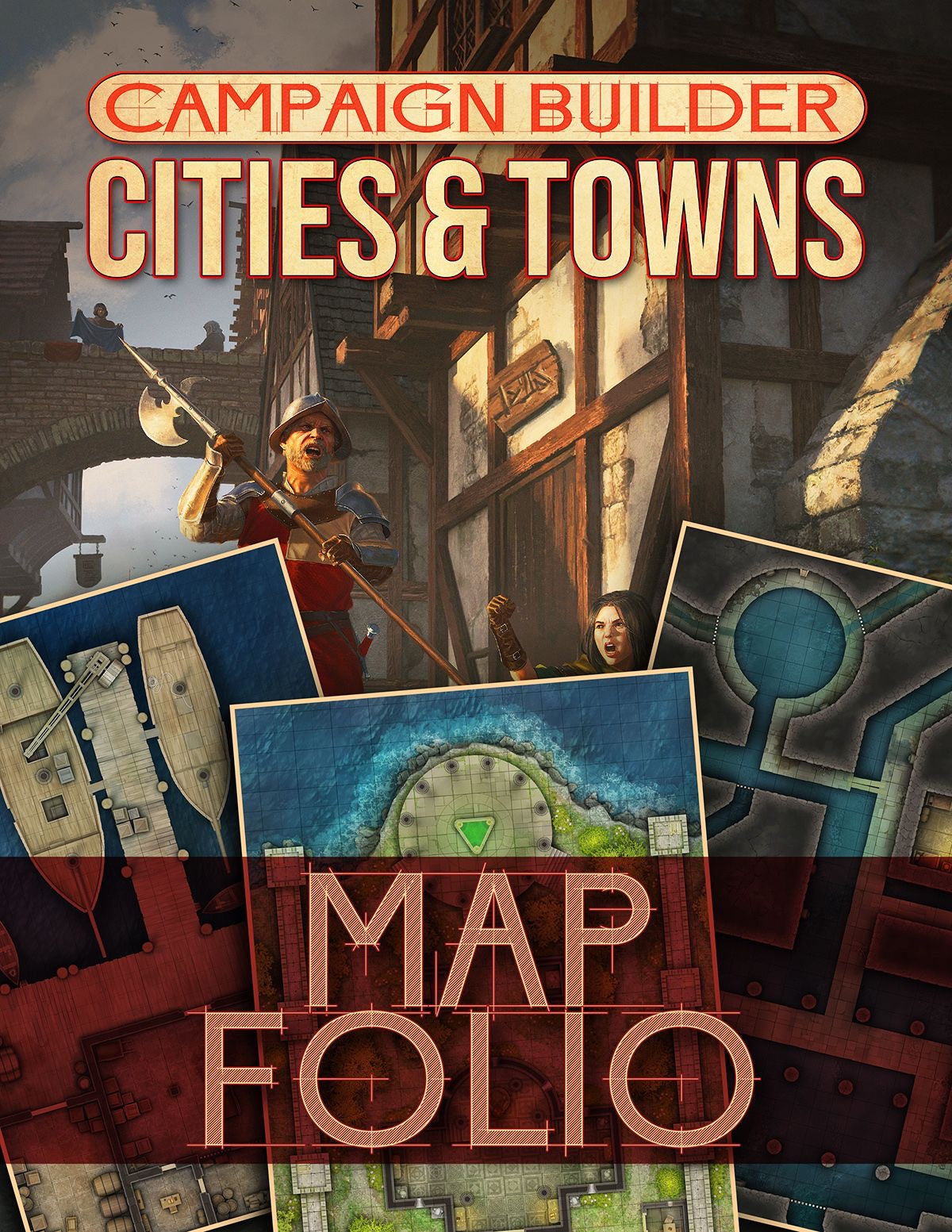 CAMPAIGN BUILDER: CITIES AND TOWNS MAP FOLIO Rule Book Kobold Press    | Red Claw Gaming