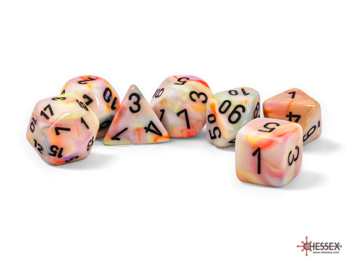 Mega-hedral 7-Die Set Festive Circus with Black Dice Chessex    | Red Claw Gaming