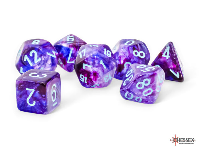 Mega-hedral 7-Die Set NOCTURNAL/TURQUOISE LUMINARY Dice Chessex    | Red Claw Gaming