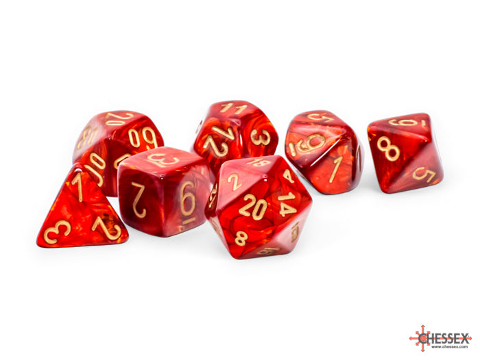 Mega-hedral 7-Die Set SCARLET/GOLD Dice Chessex    | Red Claw Gaming