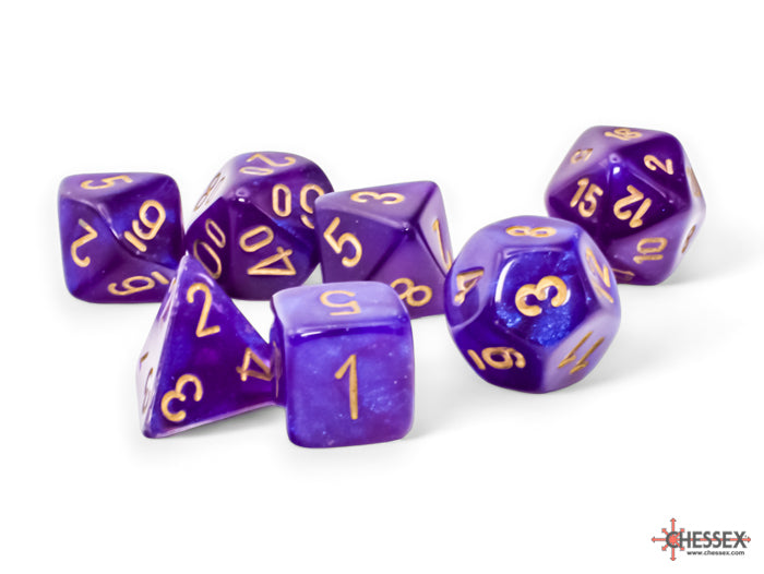 BOREALIS 7-DIE SET MEGA-HEDRAL PURPLE/GOLD LUMINARY Dice Chessex    | Red Claw Gaming