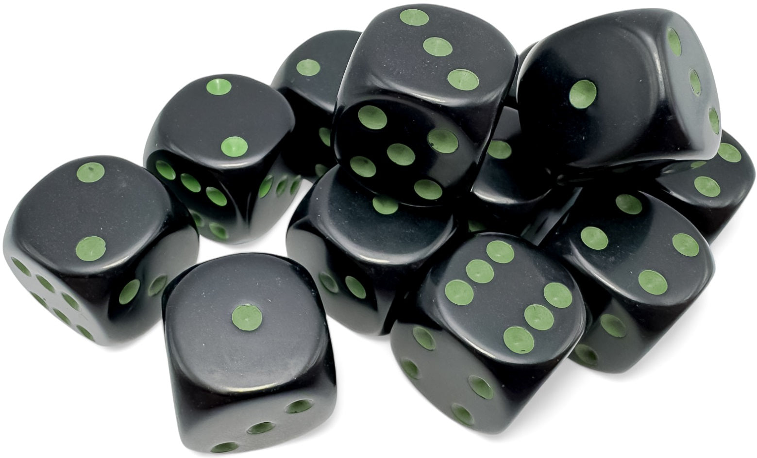 Opaque Black/Green 16mm D6 Dice Chessex    | Red Claw Gaming