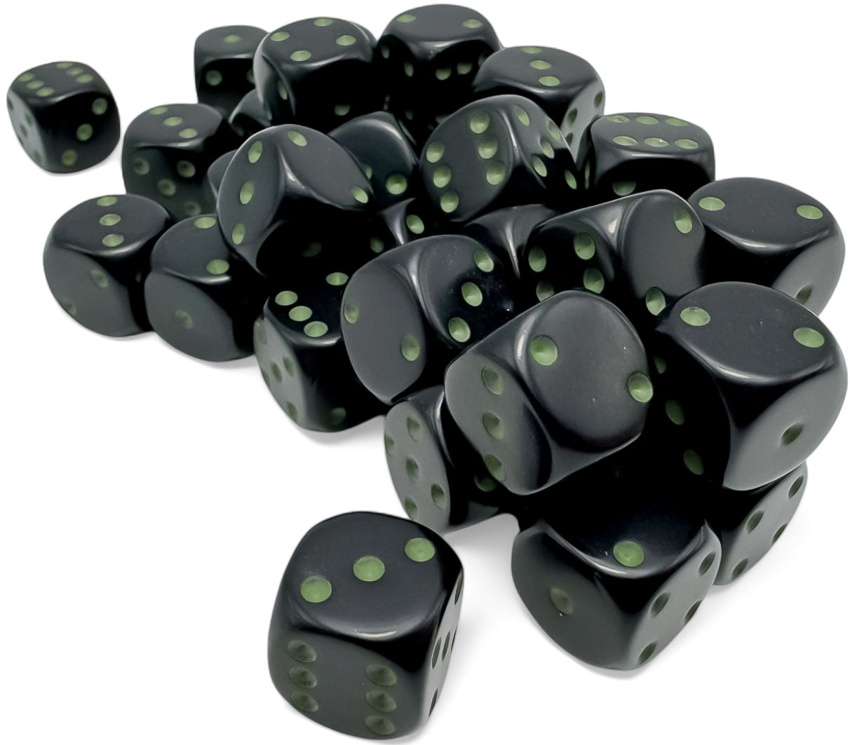 Opaque Black/Green 12mm D6 Dice Chessex    | Red Claw Gaming