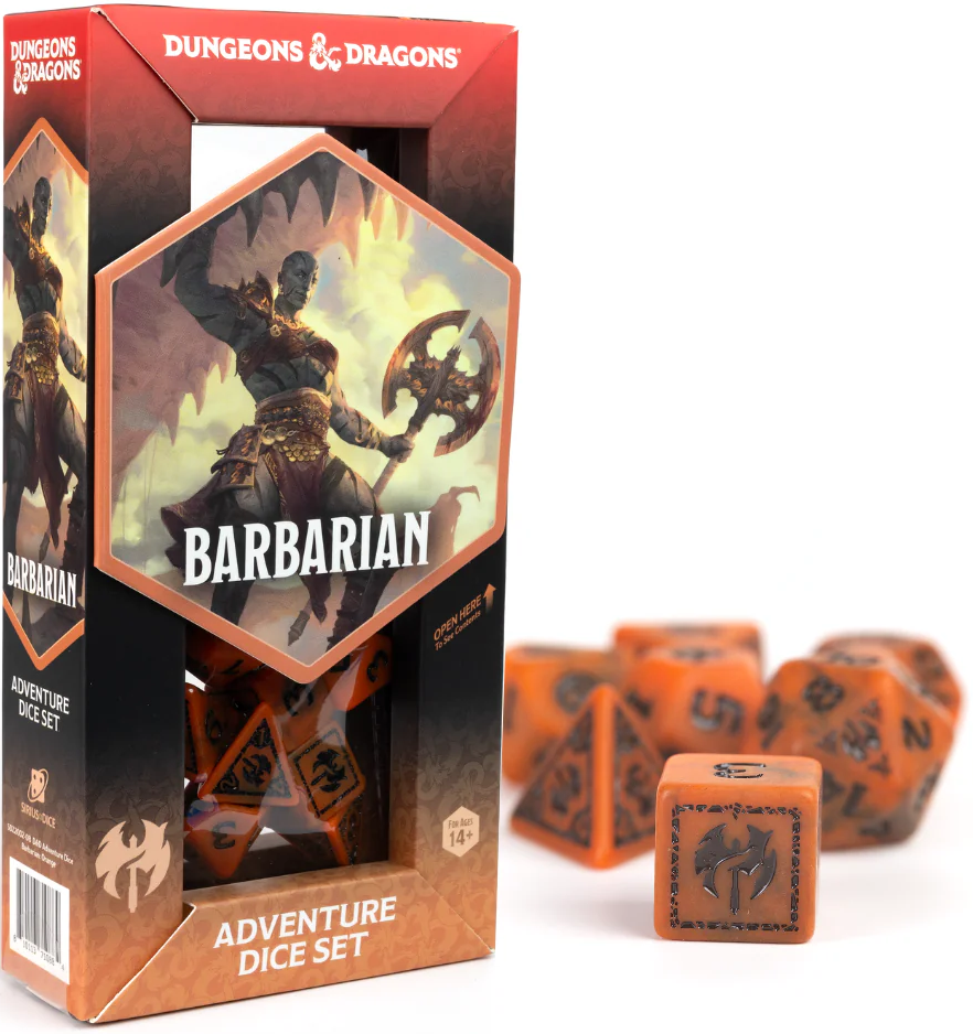 D&D ADVENTURE DICE BARBARIAN: ORANGE Dice Cup Sirius Dice | Red Claw Gaming