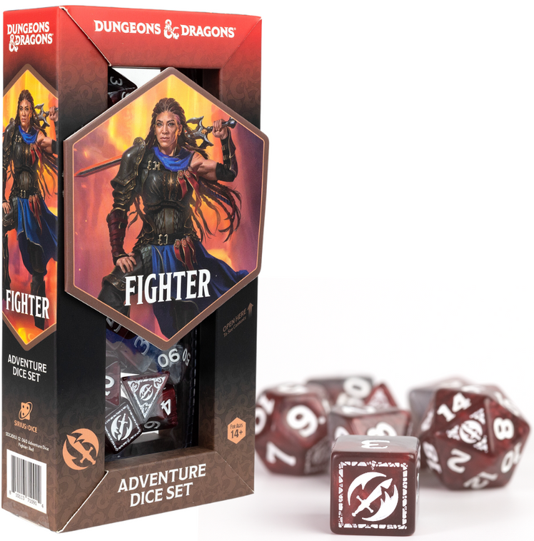 D&D ADVENTURE DICE FIGHTER: RED Dice Cup Sirius Dice | Red Claw Gaming