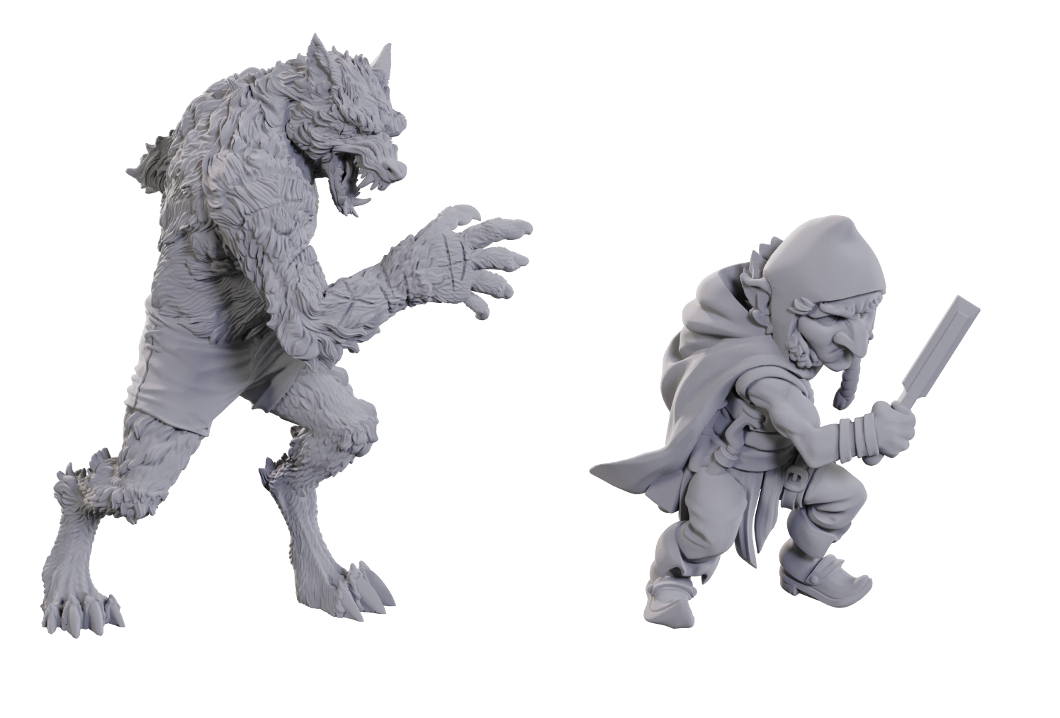 CRITICAL ROLL UNPAINTED MINIS Chetney Pock O'pea and Werewolf Minatures Wizkids Games    | Red Claw Gaming