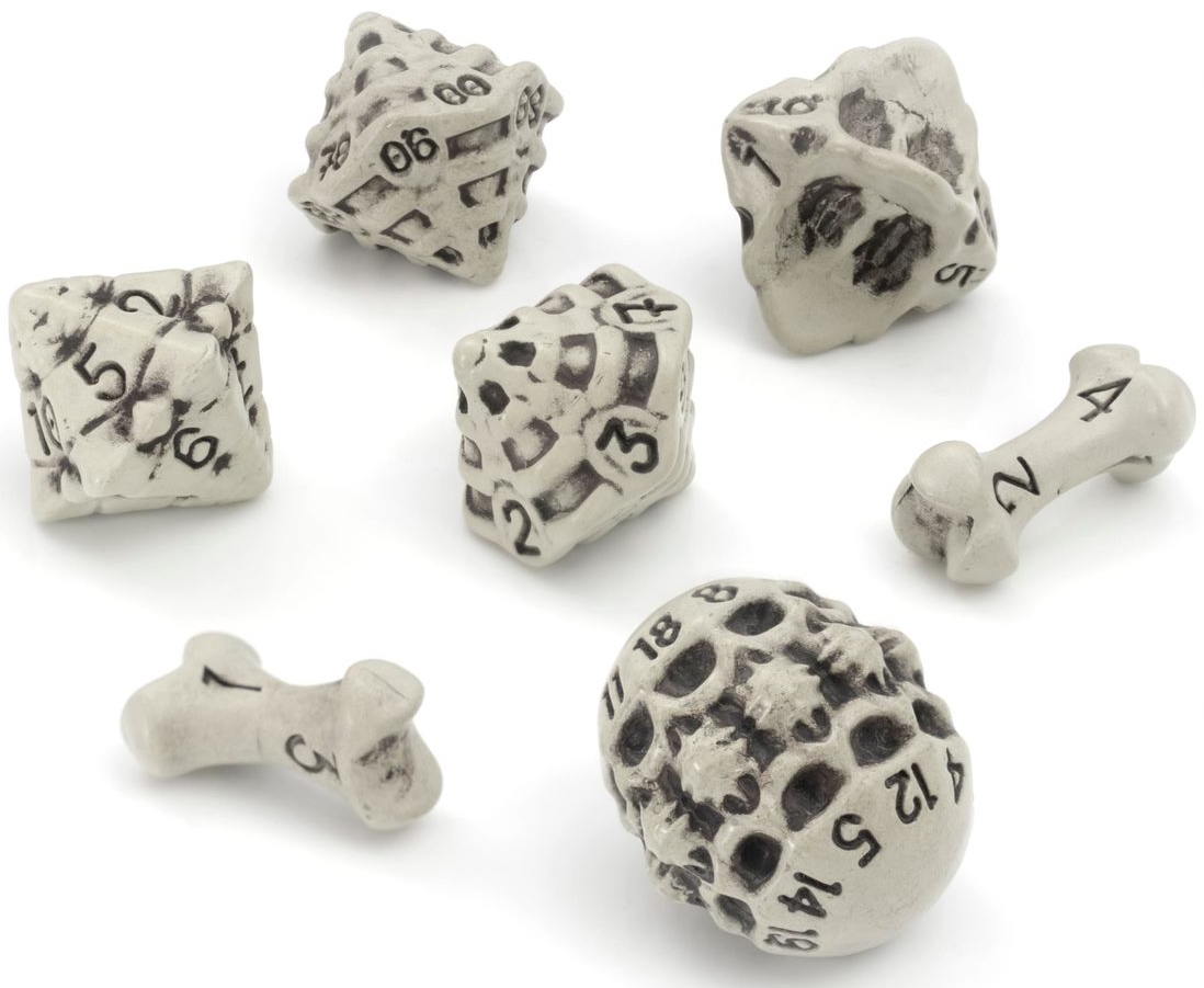 7-DIE SET SKULL & BONE CLEANED BONE WHITE Dice Lynx    | Red Claw Gaming