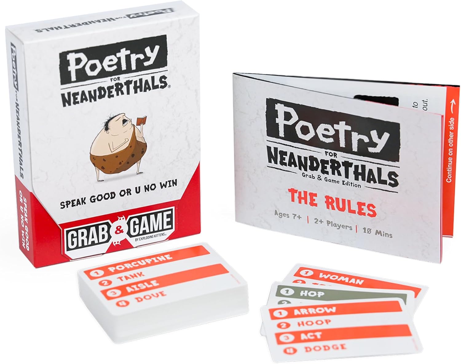 POETRY FOR NEANDERTHALS GRAB AND GO Board Game Exploding Kittens | Red Claw Gaming