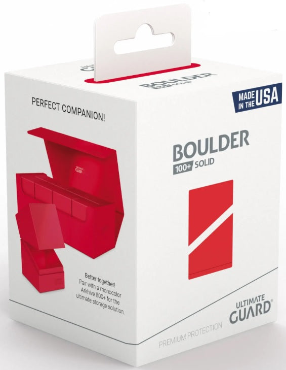 UG Boulder Deck Box 100+ Red Deck Box Ultimate Guard    | Red Claw Gaming