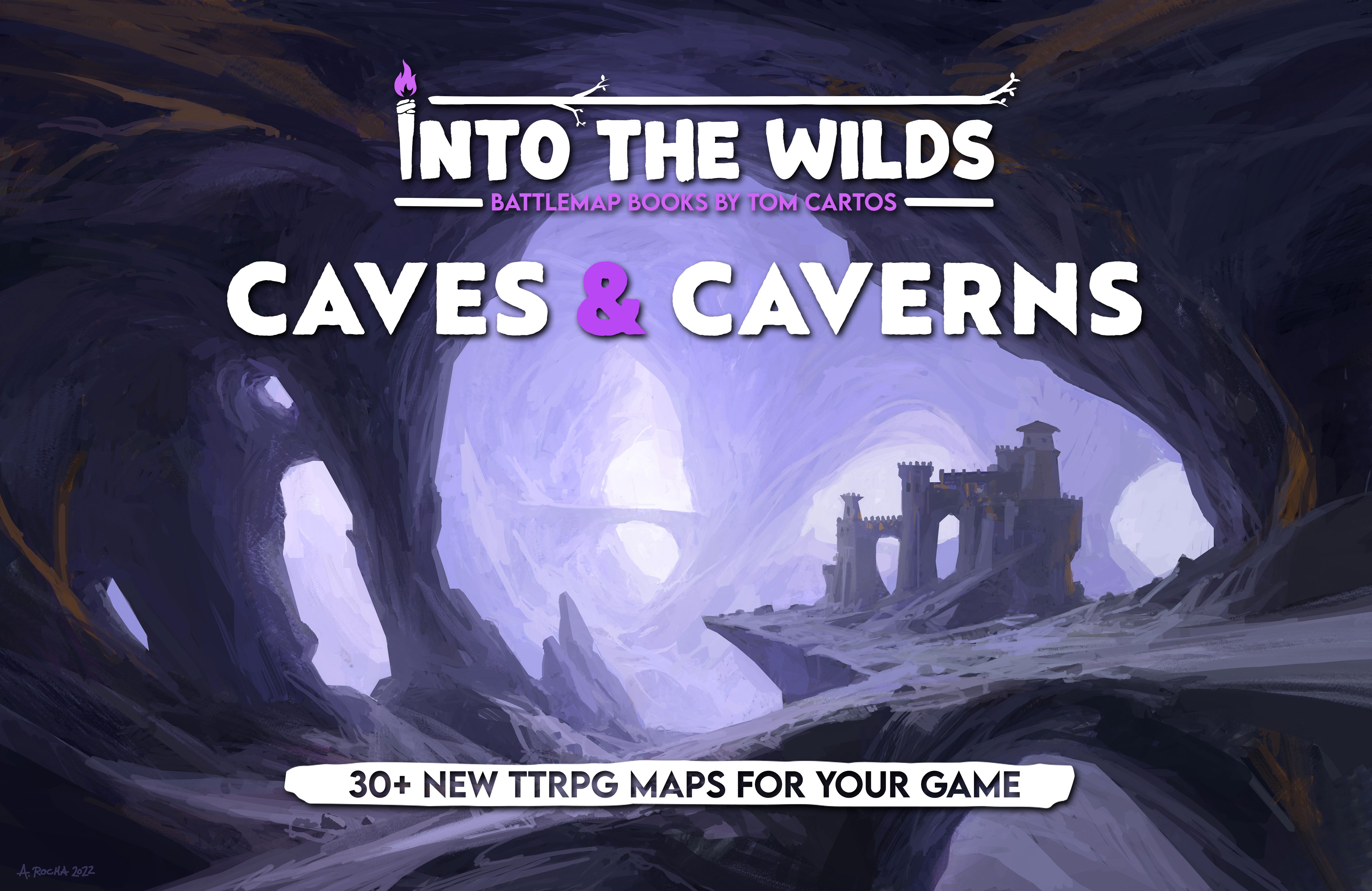 INTO THE WILDS BATTLEMAP BOOKS: CAVES AND CAVERNS Role Playing Universal DIstribution | Red Claw Gaming