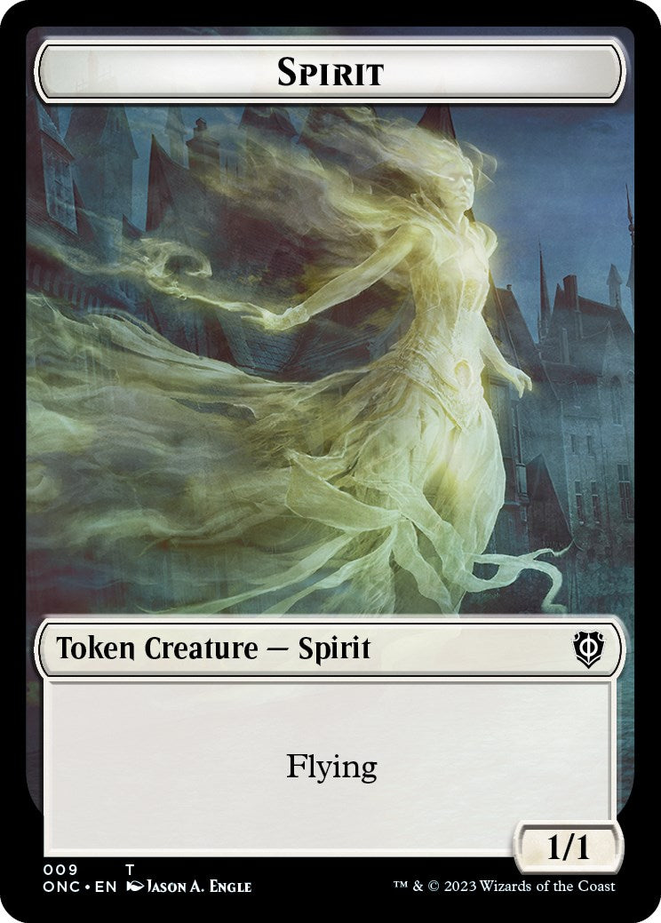 Human // Spirit Double-Sided Token [Phyrexia: All Will Be One Commander Tokens] MTG Single Magic: The Gathering    | Red Claw Gaming