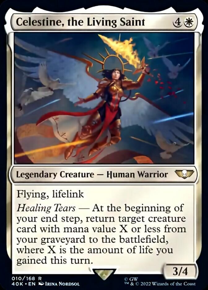 Celestine, the Living Saint (Surge Foil) [Warhammer 40,000] MTG Single Magic: The Gathering    | Red Claw Gaming