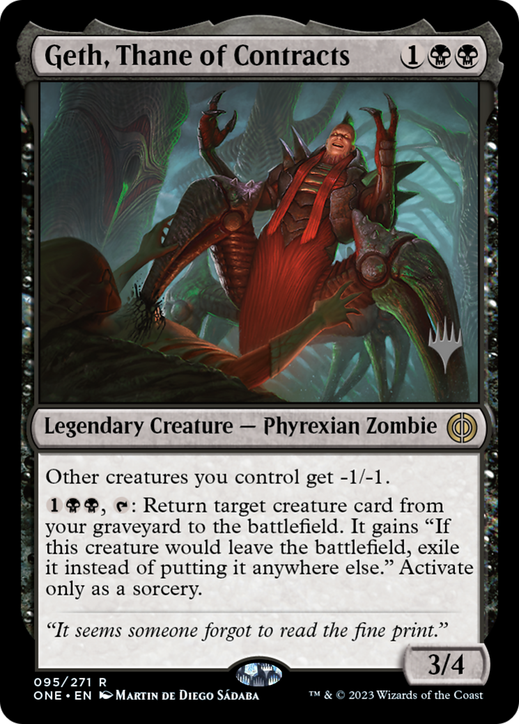 Geth, Thane of Contracts (Promo Pack) [Phyrexia: All Will Be One Promos] MTG Single Magic: The Gathering    | Red Claw Gaming