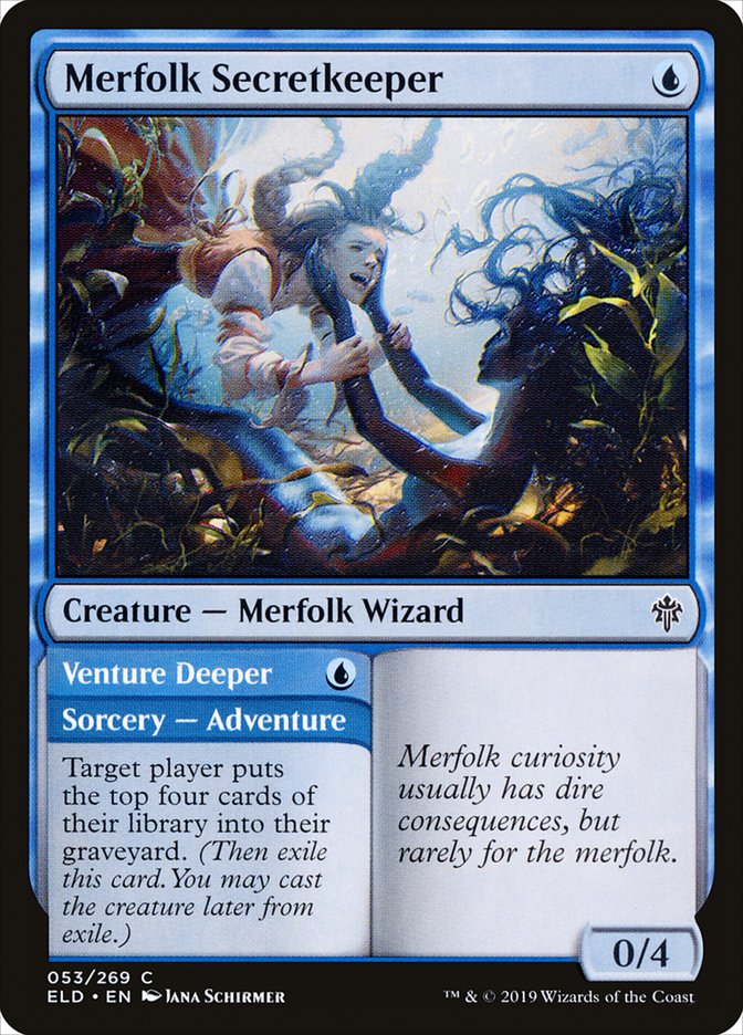 Merfolk Secretkeeper // Venture Deeper [Throne of Eldraine] MTG Single Magic: The Gathering    | Red Claw Gaming